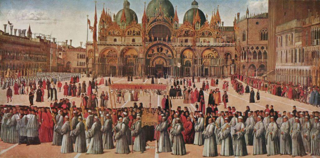 Gentile Bellini - Procession de la vraie Croix sur la place Saint-Marc à Venise (1496)