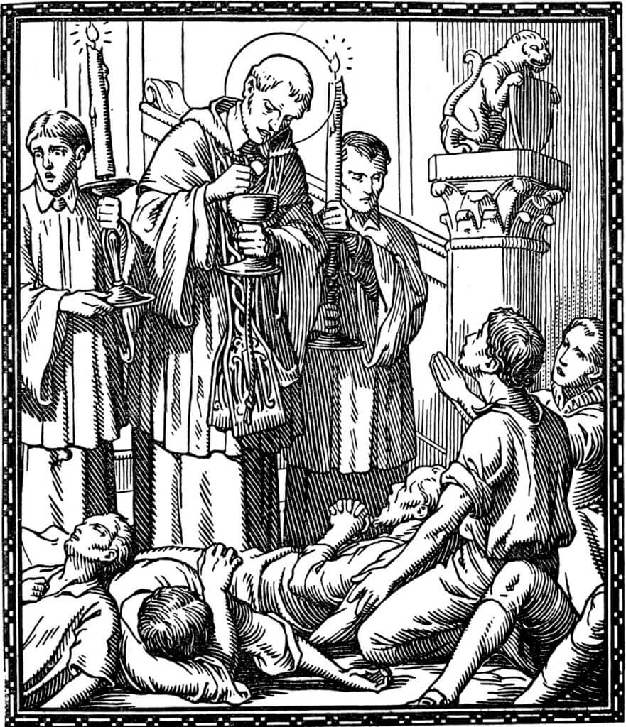 Saint Charles Borromée visite et réconforte les pestiférés de Milan
