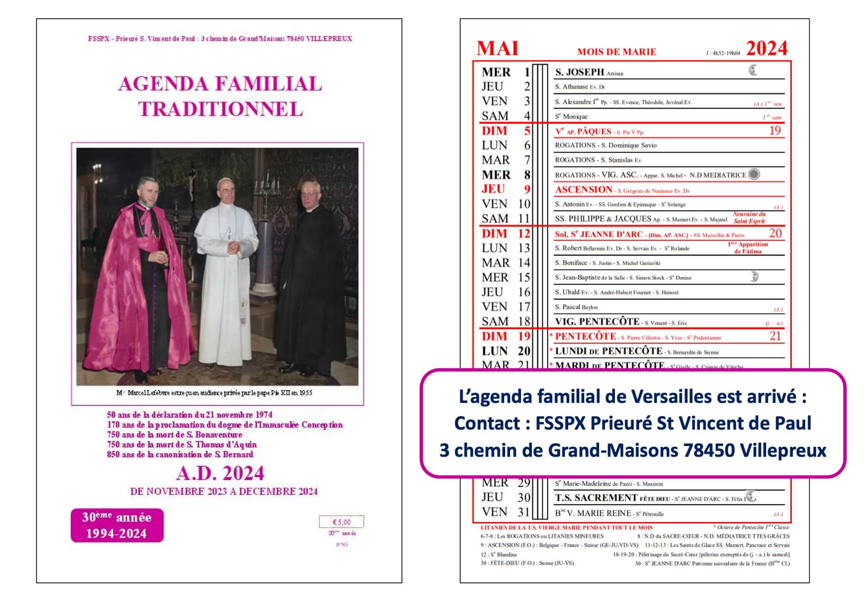 Grand calendrier catholique familial 2024